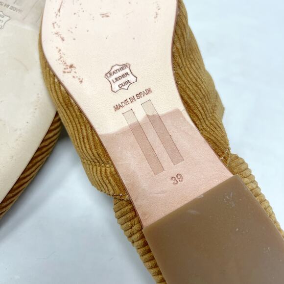[Miista London] Tan Corduroy Pointed Toe D'Orsay Flats NWOT Size 39 US 8.5 - Picture 11 of 13